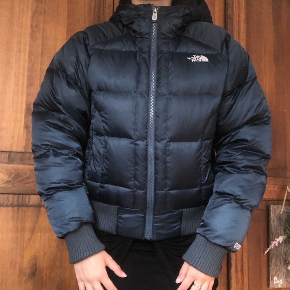 North face cropped puffer coat